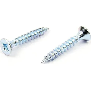 Vrut Univerzální vrut do dřeva 6x35 plný závit zinek bílý (Vrut do dřeva, křížová drážka PZ, zápustná hlava)