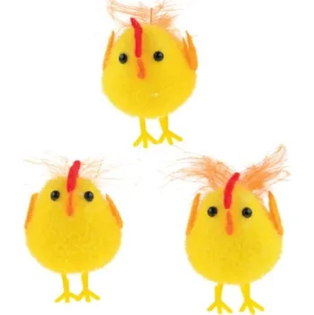 Velikonoční dekorace Kuřátka plyšová na postavení 4 cm, 3 ks