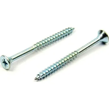 Spojovací materiál Univerzální vrut do dřeva 5x80/50 částečný závit zinek bílý (Vrut do dřeva, křížová drážka PZ, zápustná hlava)