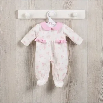 Doplněk pro panenku Obleček na miminko-holčičku Maríu - pyžámko - bílý overal s růžovými medvídky (Miminka od firmy Asivil ze Španělska)