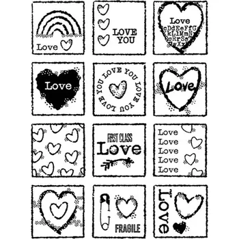 Dětské razítko Woodware Čtverečky se srdíčky - silikonové gelové razítko (1ks)