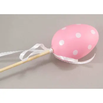 Velikonoční dekorace Vajíčka s puntíky na špejli - červená, světle modrá, zelená, fialová, růžová, oranžová růžová_9567-4