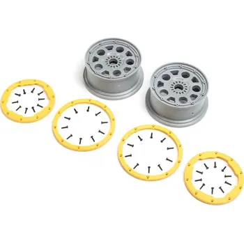 RC vybavení 1:5 Losi DBXL 2.0 4WD: Disk stříbrný, žlutý Beadlock (2 ks)