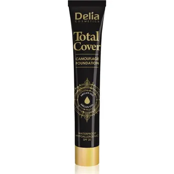Přípravek na tvář Delia Cosmetics Total Cover voděodolný make-up SPF 20 odstín 56 Tan 25 g