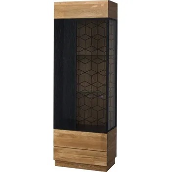 Knihovna Vitrína 1D levá dub medový/černá mat MOSAIC 10