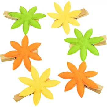 Velikonoční dekorace Kolíčky s květinou 5x5 cm 6 ks