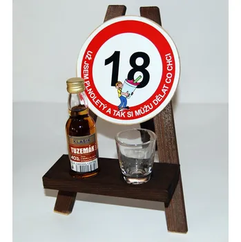 Žertovný předmět Ptákoviny CB Stojan s panákem a flaštičkou k výročí narození věk: 18 - muž