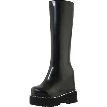 Dámské kozačky Masivní kozačky na skrytém klínu GoodDayGirl Fashion Barva: Černá, Velikost: 41