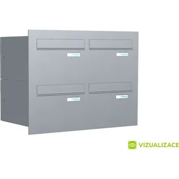 Poštovní schránka Poštovní schránka B-24 - pro zazdění s čelní deskou - lakovaná - RAL 9006 MAT. - STŘÍBRNÁ