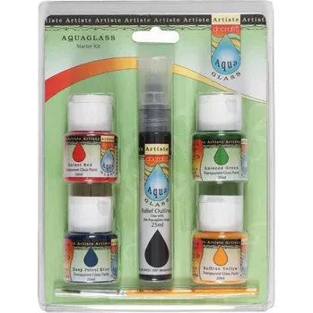 Speciální výtvarná barva WEST DESIGN PRODUCTS LIMITED Barvy na sklo AQUAGLASS - starter kit (6ks)