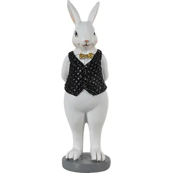 Vánoce Dekorace králík v černé vestičce se zlatým motýlkem - 5*5*15 cm