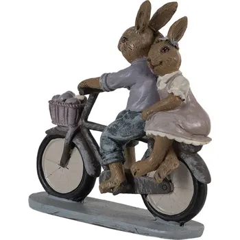Bytová dekorace Dekorace zamilovaní králíci na kole - 14*5*15 cm