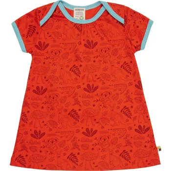 Dívčí šaty Dívčí šaty s krátkým rukávem Autstralská zvířátka tmavě oranžová loud + proud Velikost: 98/104