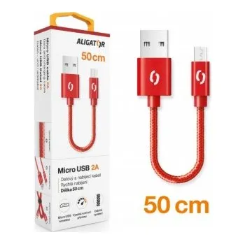 Datový kabel ALIGATOR PREMIUM 2A, Micro USB 50cm červený