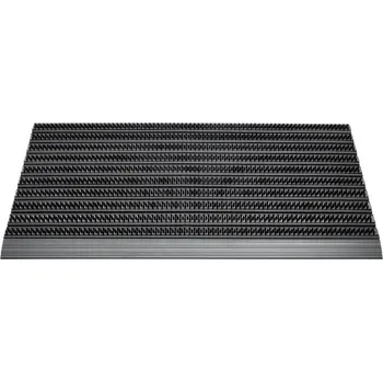 Rohožka Černá hliníková venkovní čistící kartáčová vstupní rohož FLOMA Topline - 50 x 80 x 1,5 cm