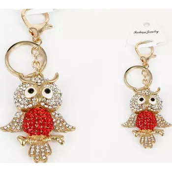 Carmani® Přívěšek na klíče, kabelku SOVA červeno-bílá