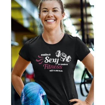Dámské tričko Dámské tričko Nesnáším být sexy ale chodím do fitness, Barva Černá, Velikost M, Canvas Dámské tričko s krátkým rukávem Bezvatriko.cz 0975 - DTF/DTG