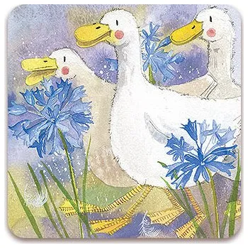 Velikonoční dekorace Podložka, podtácek Three ducks, Alex Clark (Korková podložka husa, husy, velikonoce, jaro)