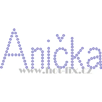 ANIČKA - jméno JM03 nažehlovací hot-fix kamínkový potisk na textil, rozměr cca 12,4x4,9cm barva: kameny barva 101 Crystal /stříbrná