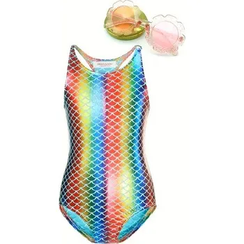 Dívčí plavky Čína Jednodílné plavky "mořská panna" + sluneční brýle Velikost: 110/2-3T