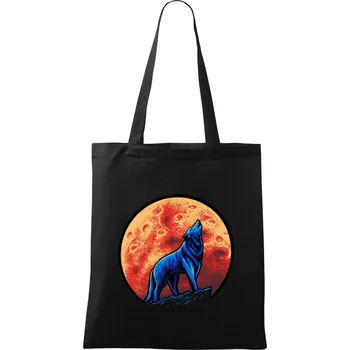 Vlk vyjící na skále - Taška bavlněná - 42 x 38 cm ( Černá )