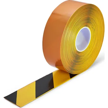 Výstražná páska Extra odolná značkovací páska s nájezdovou hranou 75 mm x 30 m, žlutočerná