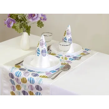 ubrus HEDVA ČESKÝ BROKÁT Ubrus Odasan běhoun 40x140 tisk vajíčka modrá