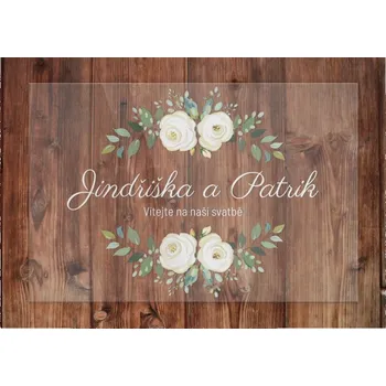 Svatební dekorace Svatební uvítací cedule bílé růže - 40x60cm + doprava zdarma