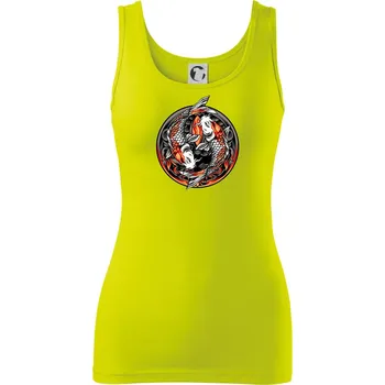 Dámské tričko Yin & Yang Koi kapr - oranžový - Dámské tílko - 2XL ( Limetková )