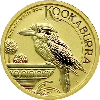 Zlatá investiční mince Kookaburra Ledňáček 1/10 Oz 2022