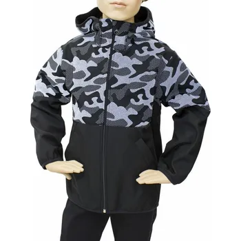 Dívčí bunda Fantom BUNDA SOFTSHELL ČERNÁ S REFLEXNÍM POTISKEM MASKÁČ A MEMBRÁNOU 30000/15000 116