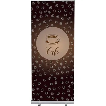 Set Roll-baneru Budget s vytištěným motivem, šířka 85 cm, Káva, francouzština