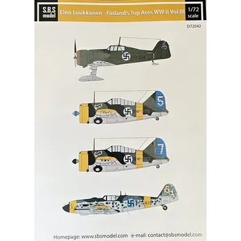Plastikový model S.B.S model 1/72 Decal Finland's Top Aces WWII E. Luukkanen