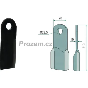Pracovní nůž Mulčovací nůž přetočený pro Fischer, 210/10/28,5 mm