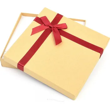 Dárková krabička Dárková krabička béžová s mašlí 14 x 14cm