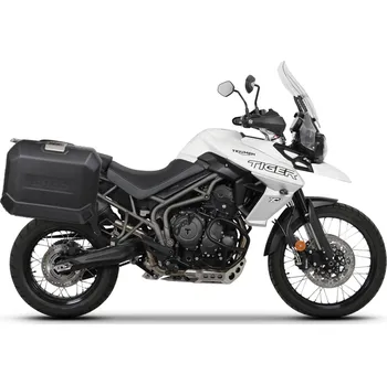 Zavazadlo na motocykl Kompletní sada bočních černých hliníkových kufrů SHAD TERRA BLACK 36L/47L , včetně montážní sady SHAD TRIUMPH Tiger 800