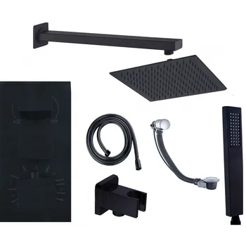 Vodovodní baterie Mexen CUBE - 3-VÝSTUPOVÁ PODOMÍTKOVÁ SPRCHOVÁ SADA 7v1, ČERNÁ, 5907709106567