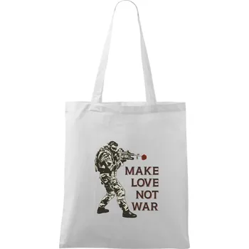 Růže ve zbrani, make love not war - Taška bavlněná - 42 x 38 cm ( Bílá )