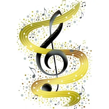 Přání bez textu s motivem černý houslový klíč a zlatou obálkou