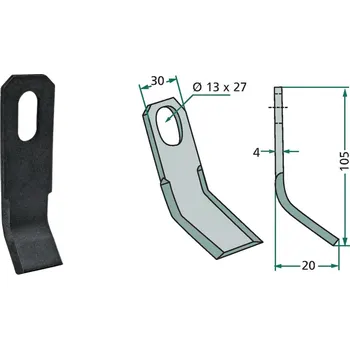 Mulčovací Y-nůž pro Iseki, 05010065, 105/4/13x27 mm