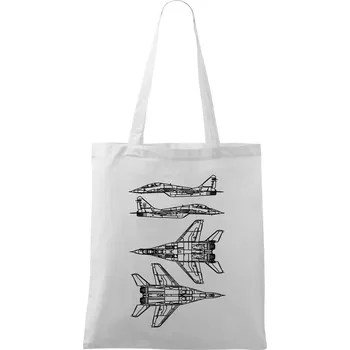 Mig 29 Fulcrum - obrys - Taška bavlněná - 42 x 38 cm ( Bílá )