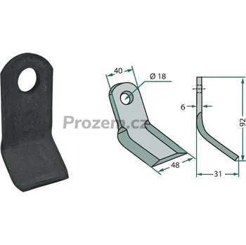 Mulčovací Y-nůž pro Dücker, 10860000, 92/6/18 mm