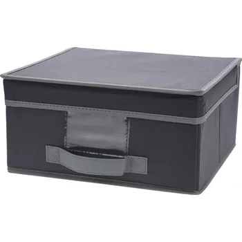 Úložný box Storagesolutions Skládací textilní kontejner s víkem, šedá barva, 44x33x22 cm