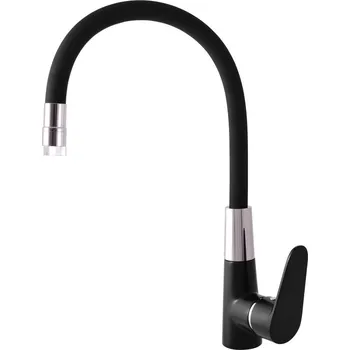 Vodovodní baterie Amur Vodovodní baterie dřezová s flexibilním ramínkem s dvoupolohovým perlátorem, černá matná/chrom AM719.0/11CMATC