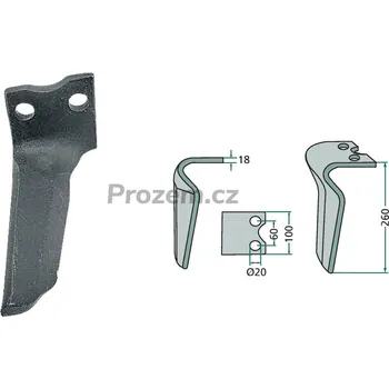 Pohon brány Hrot rotačních bran pravý pro Krone, 4927570, 60/260 mm, hřeb rotačních bran