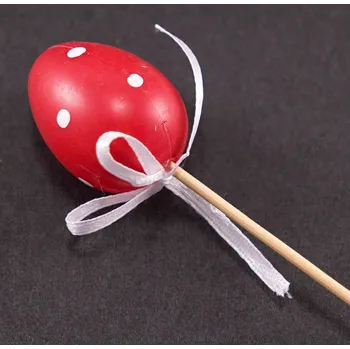 Velikonoční dekorace Malá velikonoční vajíčka s puntíky na špejli - délka 15 cm - červená, zelená, oranžová, žlutá, fialová červená_CEZ2407