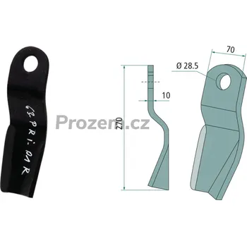 Pracovní nůž Mlátící nůž pravý pro Fischer, 270/10/28,5 mm