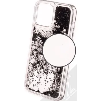 Pouzdro na mobilní telefon 1Mcz Liquid Hexagon Sparkle ochranný kryt s přesýpacím efektem třpytek pro Apple iPhone 13 Pro Max černá (black)