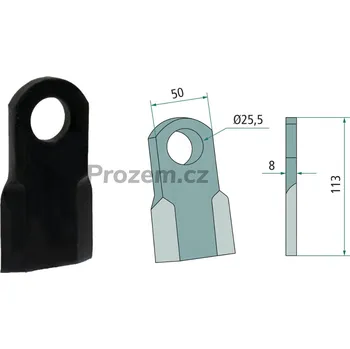 Mulčovací nůž pro Berti, 113/8/25,5 mm