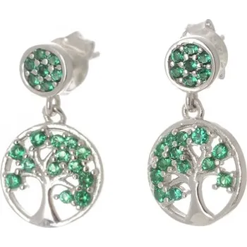 Náušnice Stříbrné náušnice strom života se zirkony STNAU1076F